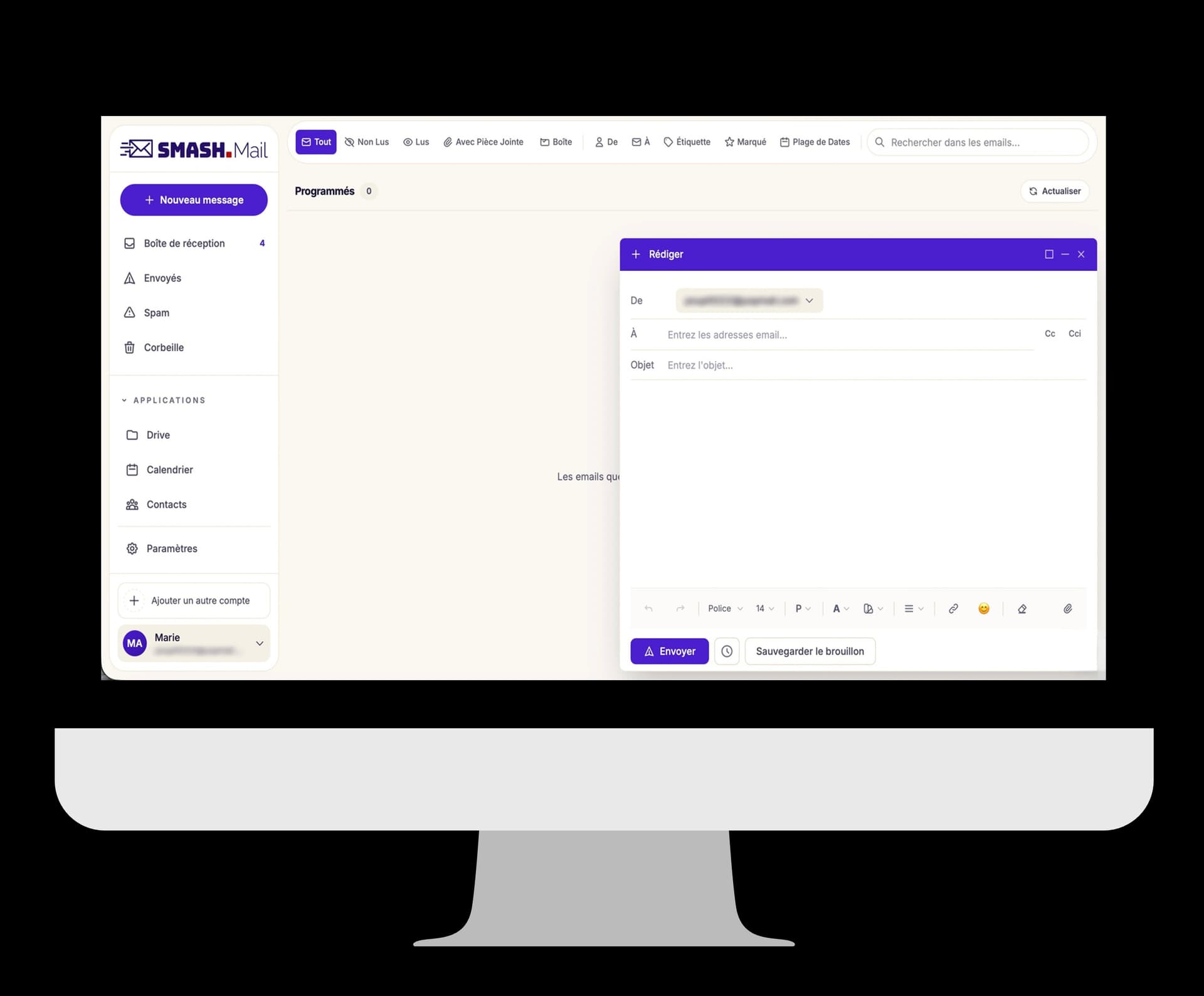 Writing an email in the Smash Mail webmail